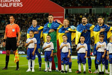 Ukrayna 'nın oyuncuları, Ukrayna ve Fransa milli takımları arasında oynanan 2026 Dünya Kupası ön eleme maçında görüldü (Maciej Rogowski / Ball Raw Images)