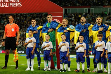 Ukrayna 'nın oyuncuları, Ukrayna ve Fransa milli takımları arasında oynanan 2026 Dünya Kupası ön eleme maçında görüldü (Maciej Rogowski / Ball Raw Images)