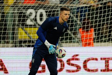 Anatoliy Trubin, Ukrayna ve Fransa milli takımları arasında oynanan 2026 Dünya Kupası ön eleme maçında görüldü (Maciej Rogowski / Ball Raw Images)