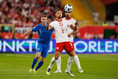 Matty Cash, Polonya ve Finlandiya milli takımları arasında oynanan Dünya Kupası 2026 Avrupa ön eleme maçında görüldü (Maciej Rogowski / Ball Raw Images)