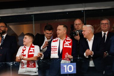 Karol Nawrocki, Polonya ve Finlandiya milli takımları arasında oynanan Dünya Kupası 2026 Avrupa ön eleme maçında görüldü (Maciej Rogowski / Ball Raw Images)