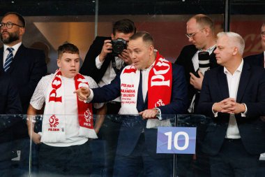 Karol Nawrocki, Polonya ve Finlandiya milli takımları arasında oynanan Dünya Kupası 2026 Avrupa ön eleme maçında görüldü (Maciej Rogowski / Ball Raw Images)