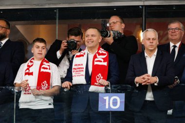 Karol Nawrocki, Polonya ve Finlandiya milli takımları arasında oynanan Dünya Kupası 2026 Avrupa ön eleme maçında görüldü (Maciej Rogowski / Ball Raw Images)