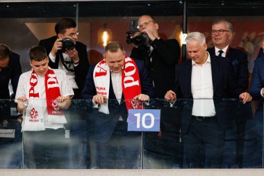 Karol Nawrocki, Polonya ve Finlandiya milli takımları arasında oynanan Dünya Kupası 2026 Avrupa ön eleme maçında görüldü (Maciej Rogowski / Ball Raw Images)