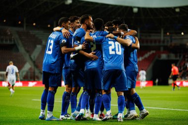 İsrail 'in oyuncuları, İsrail ve İtalya milli takımları arasındaki Dünya Kupası 2026 Avrupa ön eleme maçında gol üstüne gol atarken görüldü (Maciej Rogowski / Ball Raw Images)