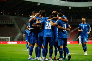 İsrail 'in oyuncuları, İsrail ve İtalya milli takımları arasındaki Dünya Kupası 2026 Avrupa ön eleme maçında gol üstüne gol atarken görüldü (Maciej Rogowski / Ball Raw Images)