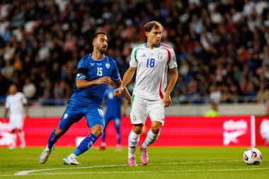 Eliel Peretz ve Nicolo Barella, 2026 Dünya Kupası Avrupa eleme maçında İsrail ve İtalya milli takımları arasında görüldü (Maciej Rogowski / Ball Raw Images)