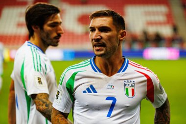 Dünya Kupası 2026 Avrupa ön eleme maçında İsrail ve İtalya milli takımları arasında görülen Matteo Politano (Maciej Rogowski / Ball Raw Images))
