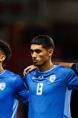 Anan Khalaili, 2026 Dünya Kupası Avrupa ön eleme maçında İsrail ve İtalya milli takımları arasında görüldü (Maciej Rogowski / Ball Raw Images)