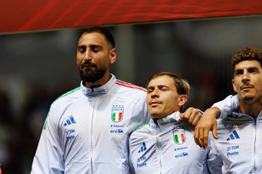 Gianluigi Donnarumma, Nicolo Barella ve Giovanni Di Lorenzo, 2026 Dünya Kupası Avrupa ön eleme maçında İsrail ve İtalya milli takımları (Maciej Rogowski / Ball Raw Images)