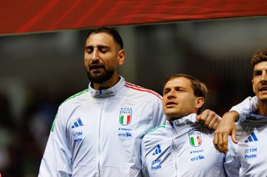 Gianluigi Donnarumma, Nicolo Barella ve Giovanni Di Lorenzo, 2026 Dünya Kupası Avrupa ön eleme maçında İsrail ve İtalya milli takımları (Maciej Rogowski / Ball Raw Images)