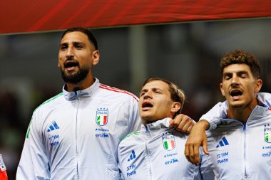Gianluigi Donnarumma, Nicolo Barella ve Giovanni Di Lorenzo, 2026 Dünya Kupası Avrupa ön eleme maçında İsrail ve İtalya milli takımları (Maciej Rogowski / Ball Raw Images)