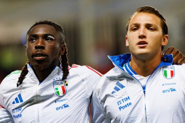 Moise Kean ve Mateo Retegui, 2026 Dünya Kupası Avrupa ön eleme maçında İsrail ve İtalya milli takımları arasında görüldü (Maciej Rogowski / Ball Raw Images)