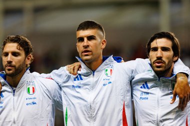 Manuel Locatelli, Gianluca Mancini ve Sandro Tonali, 2026 Dünya Kupası 'nda İsrail ve İtalya milli takımları arasında oynanan Avrupa ön eleme maçında görüldü (Maciej Rogowski / Ball Raw Images)