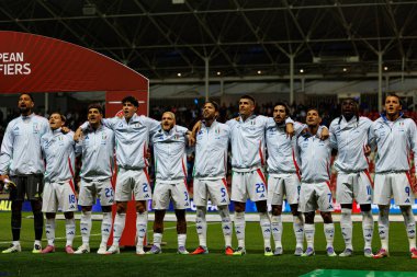 İtalya milli takımları arasında oynanan Dünya Kupası 2026 Avrupa ön eleme karşılaşmasında İtalya milli takımı (Maciej Rogowski / Ball Raw Images))