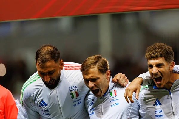 Gianluigi Donnarumma, Nicolo Barella ve Giovanni Di Lorenzo, 2026 Dünya Kupası Avrupa ön eleme maçında İsrail ve İtalya milli takımları (Maciej Rogowski / Ball Raw Images)