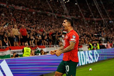 Joao Cancelo  seen celebrating after scoring goal during World Cup 2026 European qualification game between national teams of Hungary and Poland (Maciej Rogowski/ Ball Raw Images)