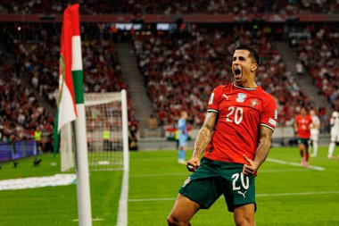 Joao Cancelo seen celebrating after scoring goal during World Cup 2026 European qualification game between national teams of Hungary and Poland (Maciej Rogowski/ Ball Raw Images)