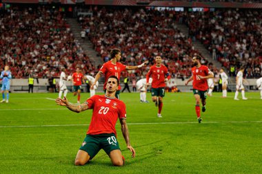 Joao Cancelo seen celebrating after scoring goal during World Cup 2026 European qualification game between national teams of Hungary and Poland (Maciej Rogowski/ Ball Raw Images)