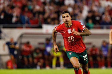 Joao Cancelo seen celebrating after scoring goal during World Cup 2026 European qualification game between national teams of Hungary and Poland (Maciej Rogowski/ Ball Raw Images)