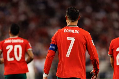 Cristiano Ronaldo seen celebrating after scoring goal  during World Cup 2026 European qualification game between national teams of Hungary and Poland (Maciej Rogowski/ Ball Raw Images)