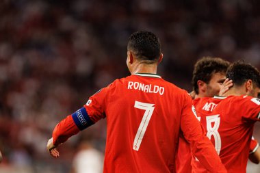 Cristiano Ronaldo seen celebrating after scoring goal  during World Cup 2026 European qualification game between national teams of Hungary and Poland (Maciej Rogowski/ Ball Raw Images)