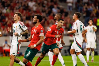 Cristiano Ronaldo seen celebrating after scoring goal  during World Cup 2026 European qualification game between national teams of Hungary and Poland (Maciej Rogowski/ Ball Raw Images)