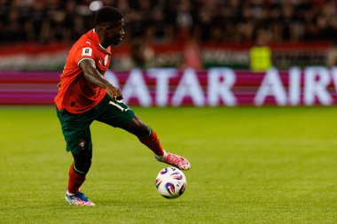 Nuno Mendes seen  during World Cup 2026 European qualification game between national teams of Hungary and Poland (Maciej Rogowski/ Ball Raw Images)