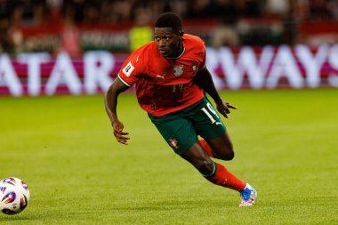 Nuno Mendes seen  during World Cup 2026 European qualification game between national teams of Hungary and Poland (Maciej Rogowski/ Ball Raw Images)