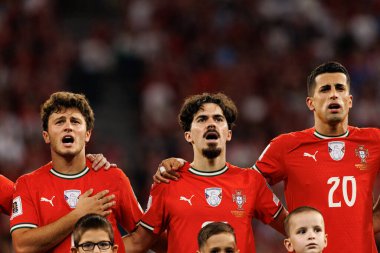 Joao Neves, Vitinha and Joao Cancelo seen  during World Cup 2026 European qualification game between national teams of Hungary and Poland (Maciej Rogowski/ Ball Raw Images)