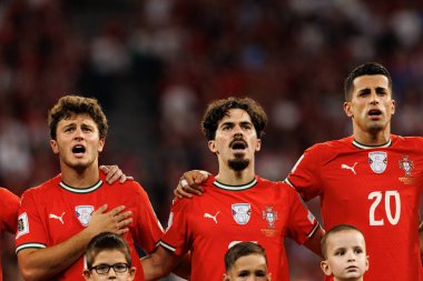 Joao Neves, Vitinha and Joao Cancelo seen  during World Cup 2026 European qualification game between national teams of Hungary and Poland (Maciej Rogowski/ Ball Raw Images)