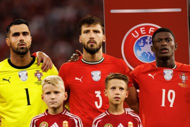 Diogo Costa, Ruben Dias and Nuno Mendes seen  during World Cup 2026 European qualification game between national teams of Hungary and Poland (Maciej Rogowski/ Ball Raw Images)