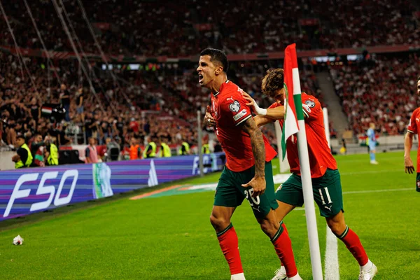 Joao Cancelo and Joao Felix seen celebrating after scoring goal during World Cup 2026 European qualification game between national teams of Hungary and Poland (Maciej Rogowski/ Ball Raw Images)