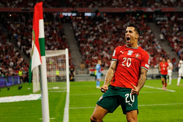 Joao Cancelo seen celebrating after scoring goal during World Cup 2026 European qualification game between national teams of Hungary and Poland (Maciej Rogowski/ Ball Raw Images)