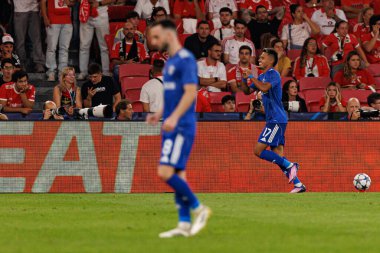 Camilo Duran seen  celebrating after scoring goal during Champions League 25 26 league phase game between SL Benfica and Qarabag FK (Maciej Rogowski/ Ball Raw Images)
