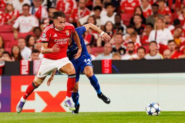 Amar Dedic and Elvin Jafarguliyev seen during Champions League 25 26 league phase game between SL Benfica and Qarabag FK (Maciej Rogowski/ Ball Raw Images)