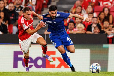 Amar Dedic and Elvin Jafarguliyev seen during Champions League 25 26 league phase game between SL Benfica and Qarabag FK (Maciej Rogowski/ Ball Raw Images)