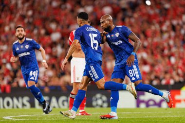 Leandro Andrade and Kevin Medina seen  celebrating after scoring goal during Champions League 25 26 league phase game between SL Benfica and Qarabag FK (Maciej Rogowski/ Ball Raw Images)