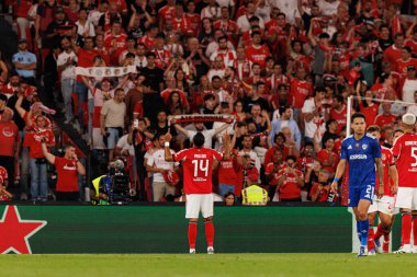 Vangelis Pavlidis seen celebrating after scoring goal during Champions League 25 26 league phase game between SL Benfica and Qarabag FK (Maciej Rogowski/ Ball Raw Images)