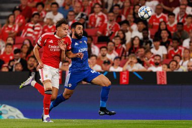 Amar Dedic and Elvin Jafarguliyev seen during Champions League 25 26 league phase game between SL Benfica and Qarabag FK (Maciej Rogowski/ Ball Raw Images)