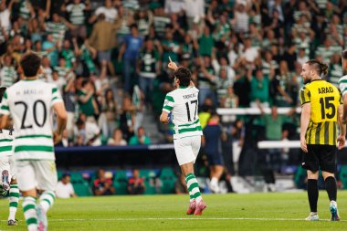 Francisco Trincao seen  celebrating after scoring goal during Champions League 25 26 league phase game between Sporting CP and FC Kairat Almaty (Maciej Rogowski/ Ball Raw Images)