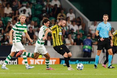 Francisco Trincao and Arad Orfi seen during Champions League 25 26 league phase game between Sporting CP and FC Kairat Almaty (Maciej Rogowski/ Ball Raw Images)
