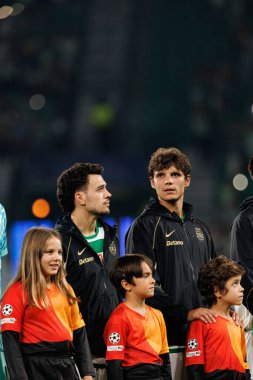 Pedro Goncalves and Eduard Quaresma seen during Champions League 25 26 league phase game between Sporting CP and FC Kairat Almaty (Maciej Rogowski/ Ball Raw Images)