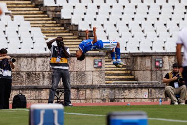 Evandro Barros seen celebrating after scoring goal during Taca De Portugal 25 26 game between OS Belenenses and CS Maritimo (Maciej Rogowski/ Ball Raw Images)