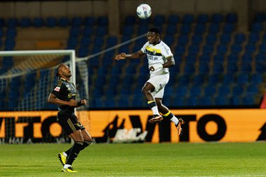 Cassiano and Pedro Bondo seen during Liga Portugal game between teams of Casa Pia and FC Famalicao at Estadio Municipal Rio Maior (Maciej Rogowski/Ball Raw Images)