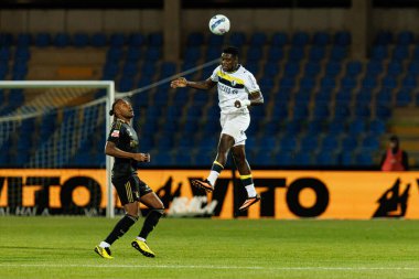 Cassiano and Pedro Bondo seen during Liga Portugal game between teams of Casa Pia and FC Famalicao at Estadio Municipal Rio Maior (Maciej Rogowski/Ball Raw Images)