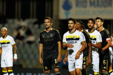 Andre Geraldes and Rodrigo Pinheiro seen during Liga Portugal game between teams of Casa Pia and FC Famalicao at Estadio Municipal Rio Maior (Maciej Rogowski/Ball Raw Images)