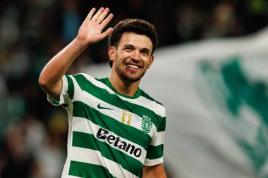 Pedro Goncalves  seen celebrating after scoring goal during Liga Portugal game between teams of Sporting CP and Moreirense FC at Estadio Jose Alvalade (Maciej Rogowski/Ball Raw Images)