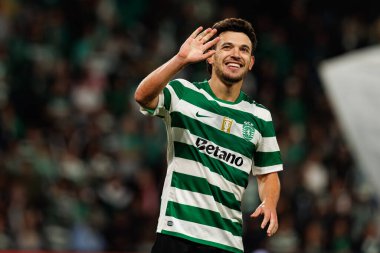Pedro Goncalves  seen celebrating after scoring goal during Liga Portugal game between teams of Sporting CP and Moreirense FC at Estadio Jose Alvalade (Maciej Rogowski/Ball Raw Images)