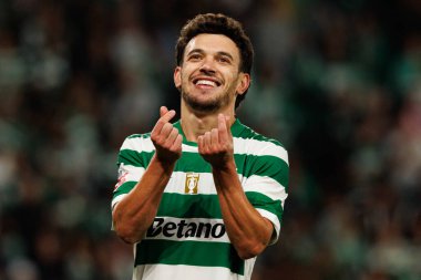 Pedro Goncalves  seen celebrating after scoring goal during Liga Portugal game between teams of Sporting CP and Moreirense FC at Estadio Jose Alvalade (Maciej Rogowski/Ball Raw Images)